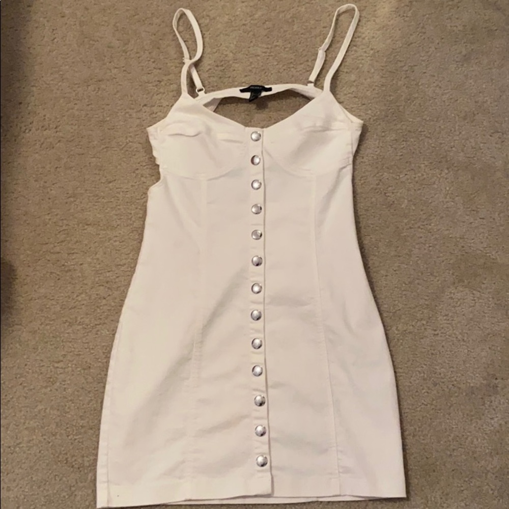White button up jean dress